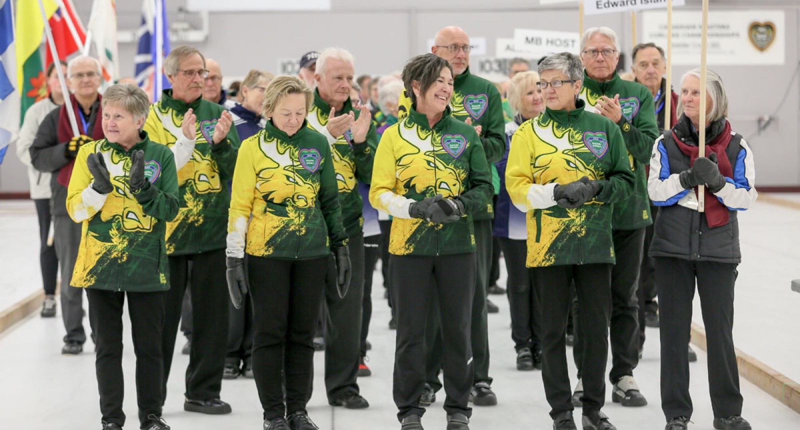 Northern Ontario's flag bearer carrying the provincial flag